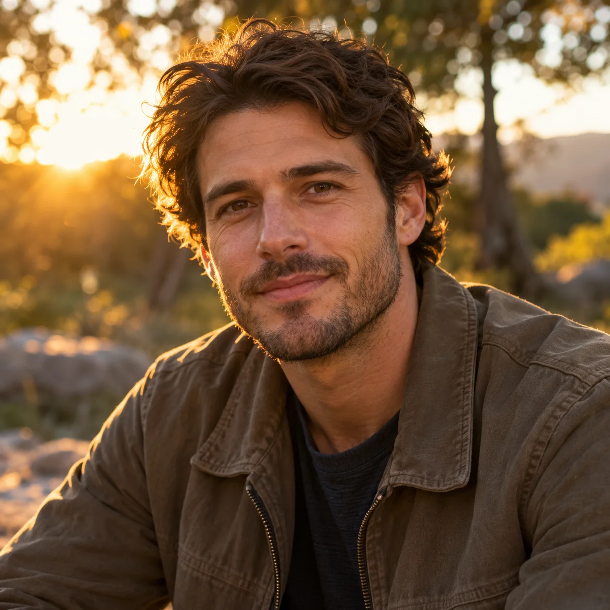 Golden-hour AI portrait generator outdoor example
